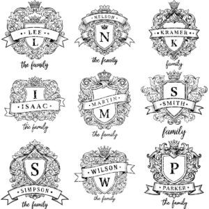 Personalized Monogram Family Crest Bundle, Vintage Shield and Alphabet Designs