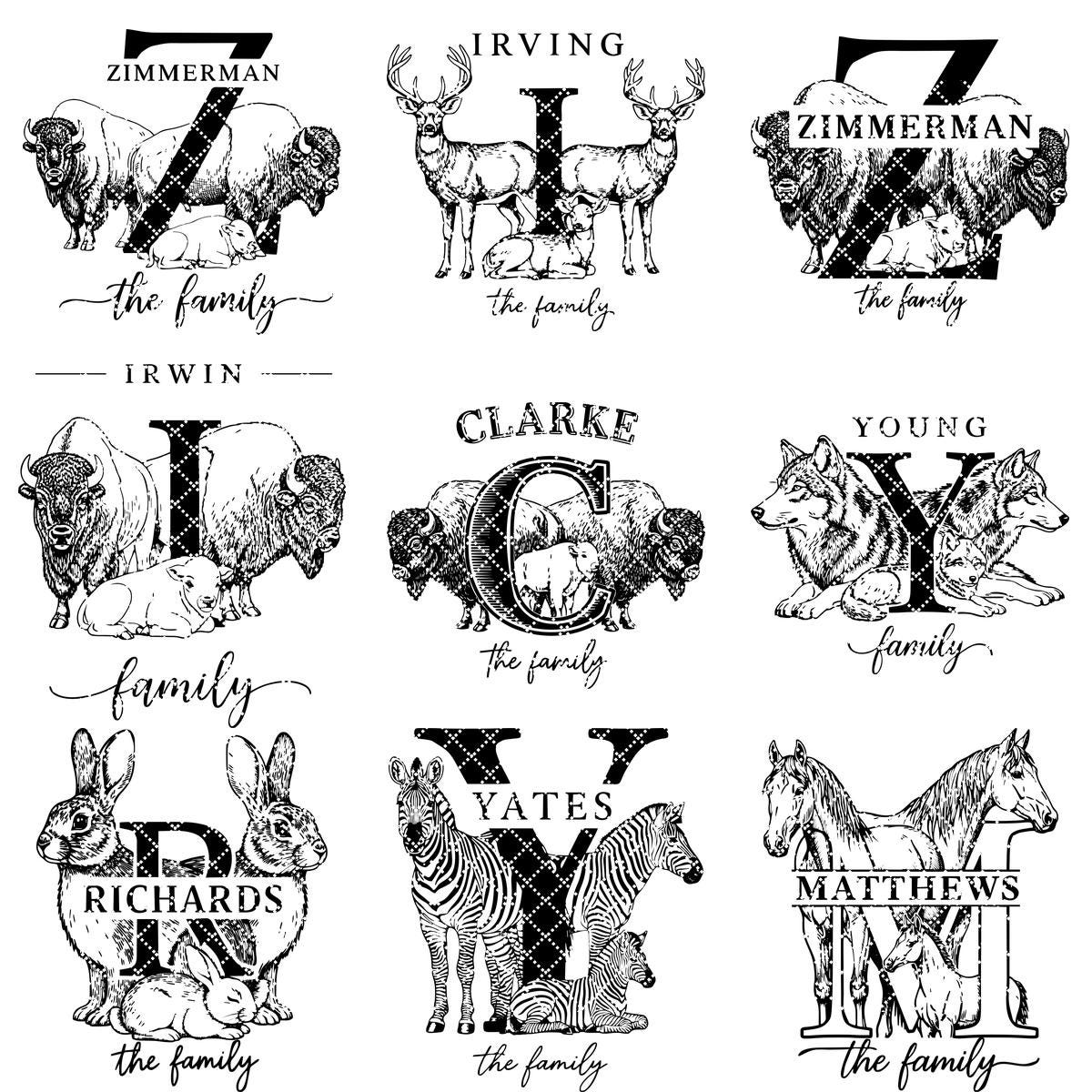 Rustikales Monogramm Tier-Bundle, Familiennamen Gravur Designs für Charcuterie-Geschenke – Bild 10