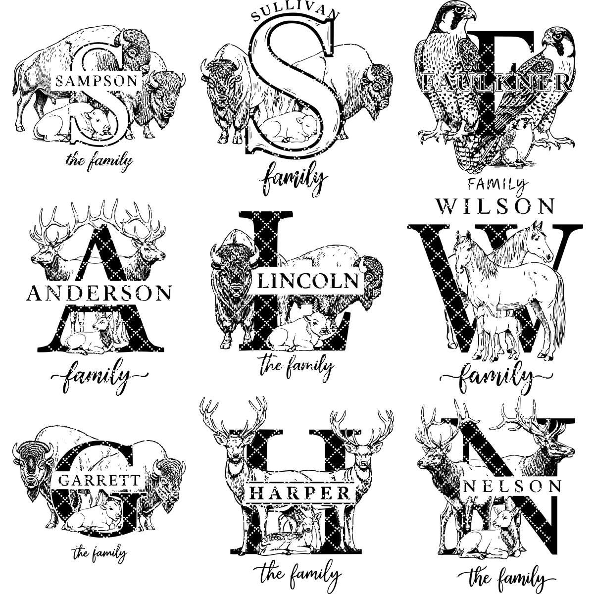Rustikales Monogramm Tier-Bundle, Familiennamen Gravur Designs für Charcuterie-Geschenke – Bild 11