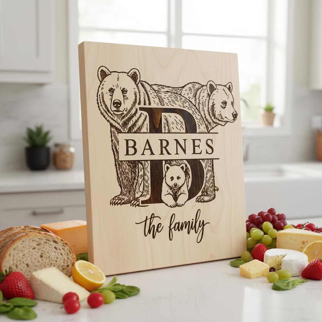 Rustikales Monogramm Tier-Bundle, Familiennamen Gravur Designs für Charcuterie-Geschenke – Bild 2
