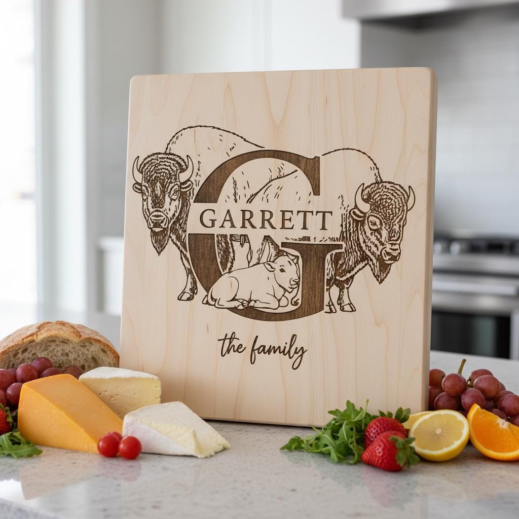 Rustikales Monogramm Tier-Bundle, Familiennamen Gravur Designs für Charcuterie-Geschenke – Bild 4