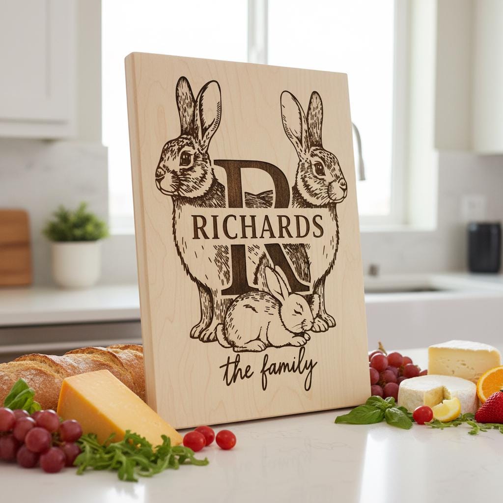 Rustikales Monogramm Tier-Bundle, Familiennamen Gravur Designs für Charcuterie-Geschenke – Bild 7