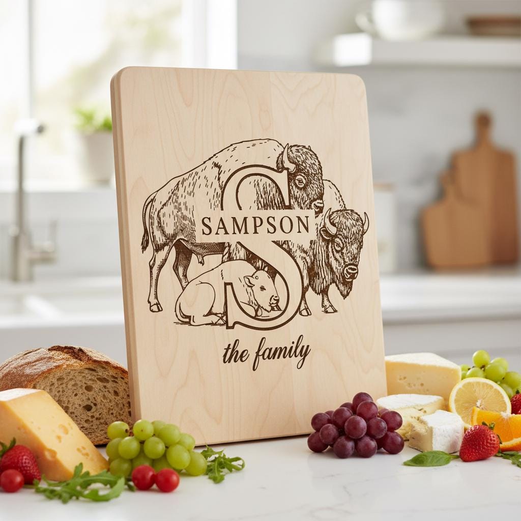 Rustikales Monogramm Tier-Bundle, Familiennamen Gravur Designs für Charcuterie-Geschenke – Bild 8