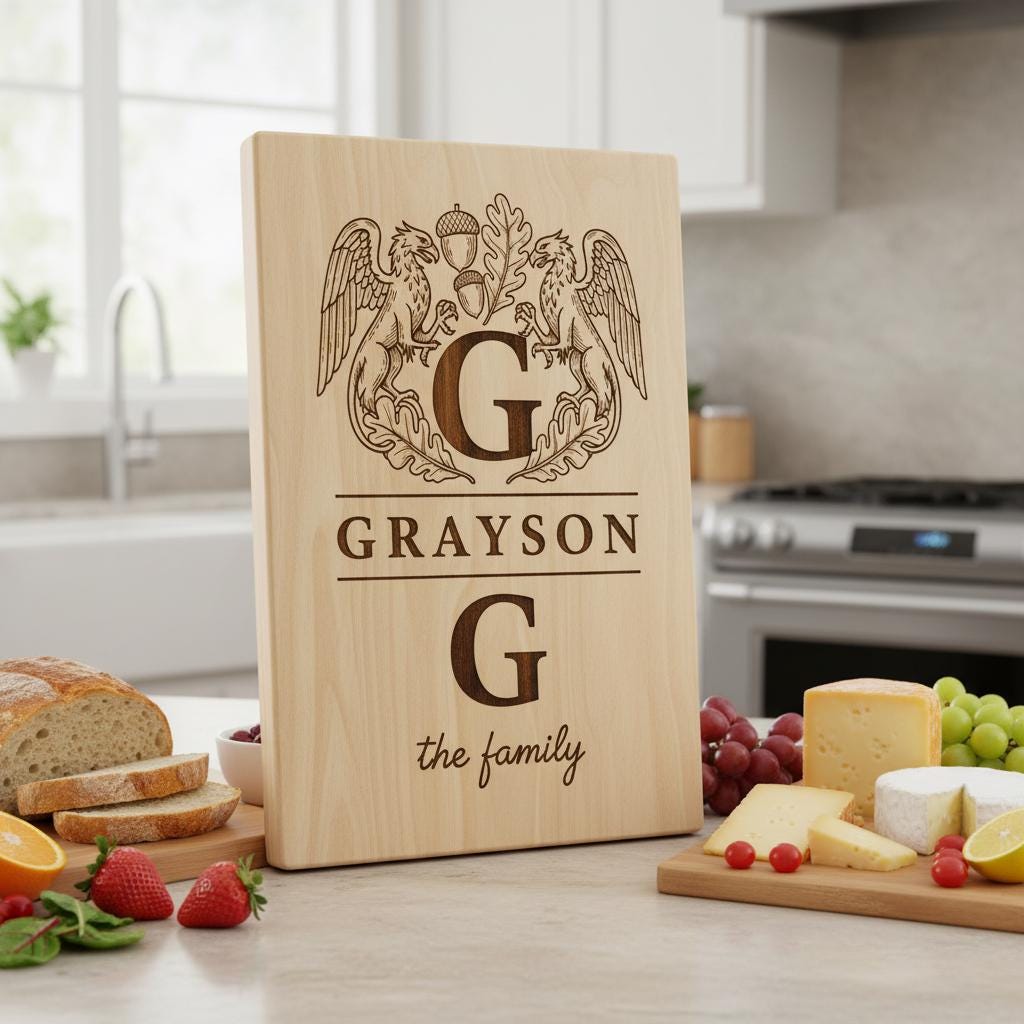 Rustikales Monogramm Familiennamensschild, Wald Charcuterie Gravurdateien, Bauernhaus Dekor – Bild 4