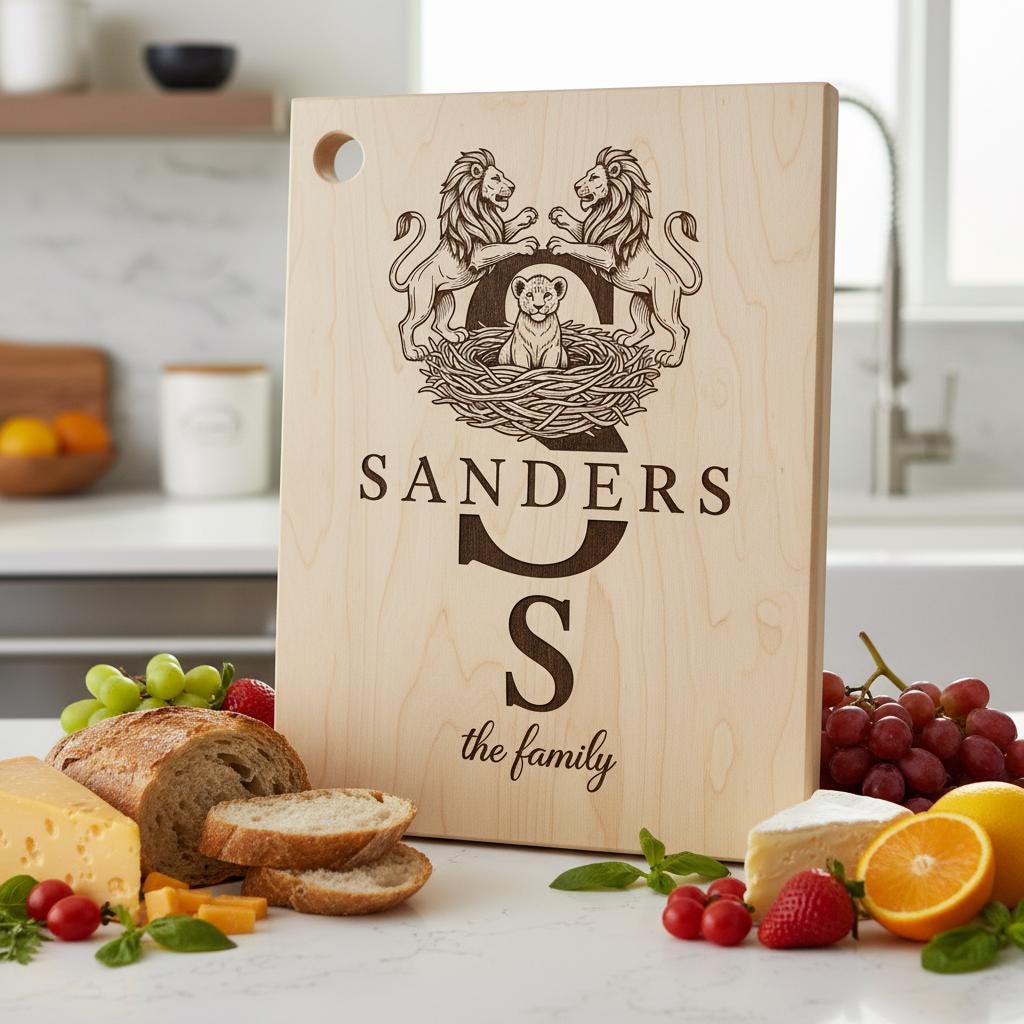 Rustikales Monogramm Familiennamensschild, Wald Charcuterie Gravurdateien, Bauernhaus Dekor – Bild 8