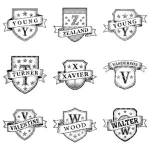 Shield Monogram Bundle, Wooden Name Sign Designs for Laser Engraving, Gifts