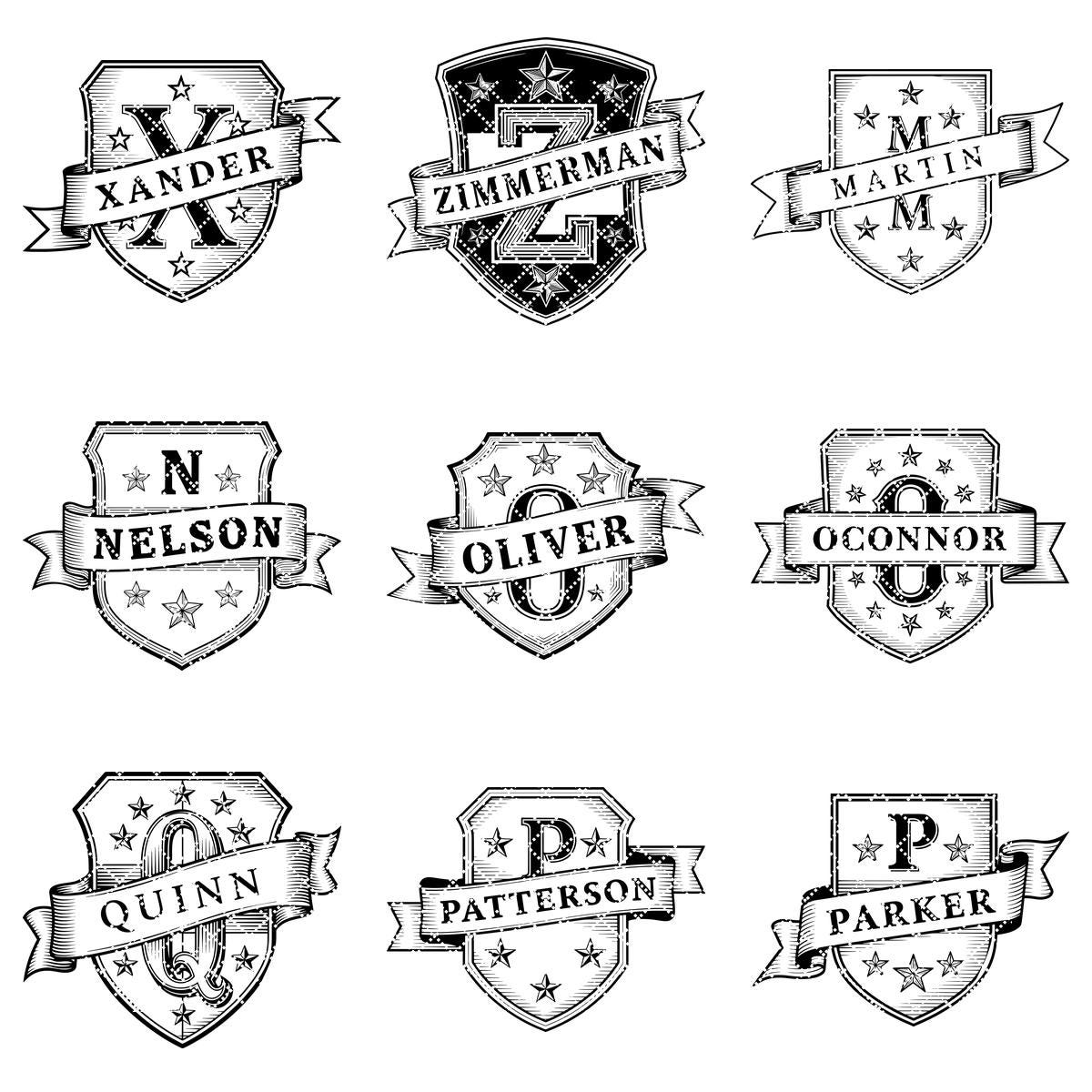 Shield Monogram Bundle, Wooden Name Sign Designs for Laser Engraving, Gifts