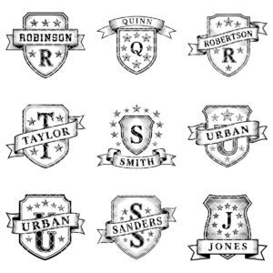Shield Monogram Bundle, Wooden Name Sign Designs for Laser Engraving, Gifts