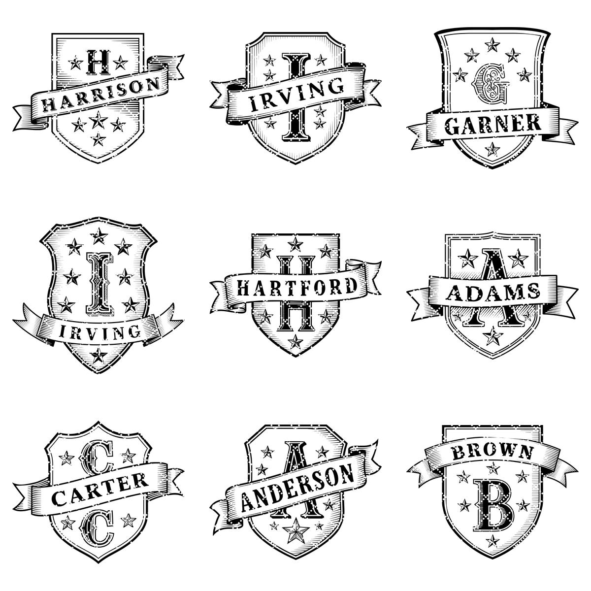 Shield Monogram Bundle, Wooden Name Sign Designs for Laser Engraving, Gifts
