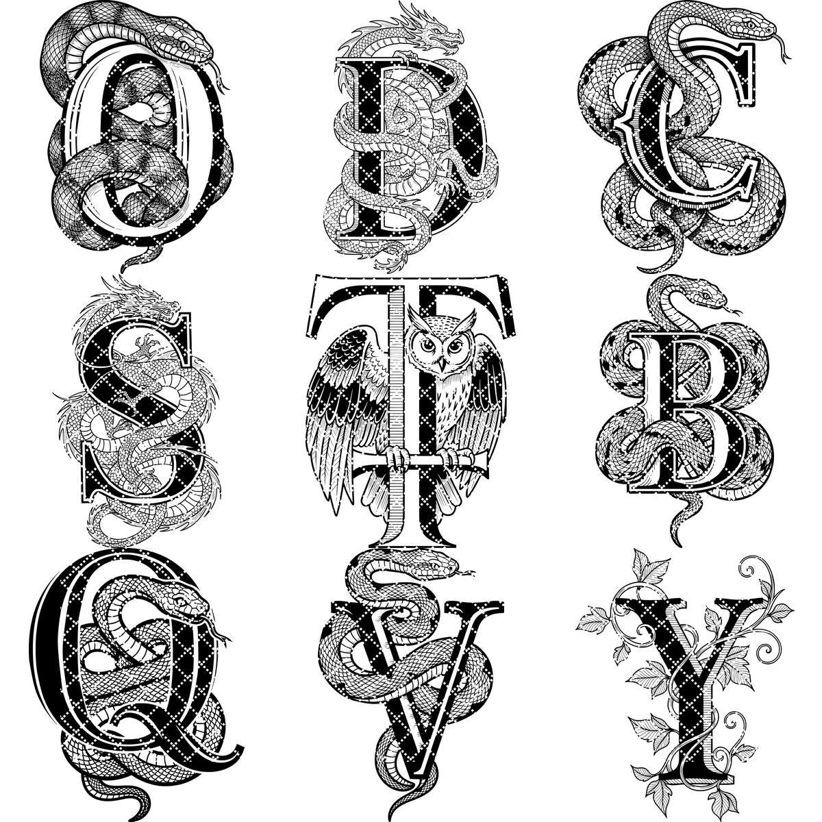 Diseño Vintage de Grabado de Alfabeto Animal, Tabla de Charcutería, Monograma con Nombre de Familia - Imagen 14