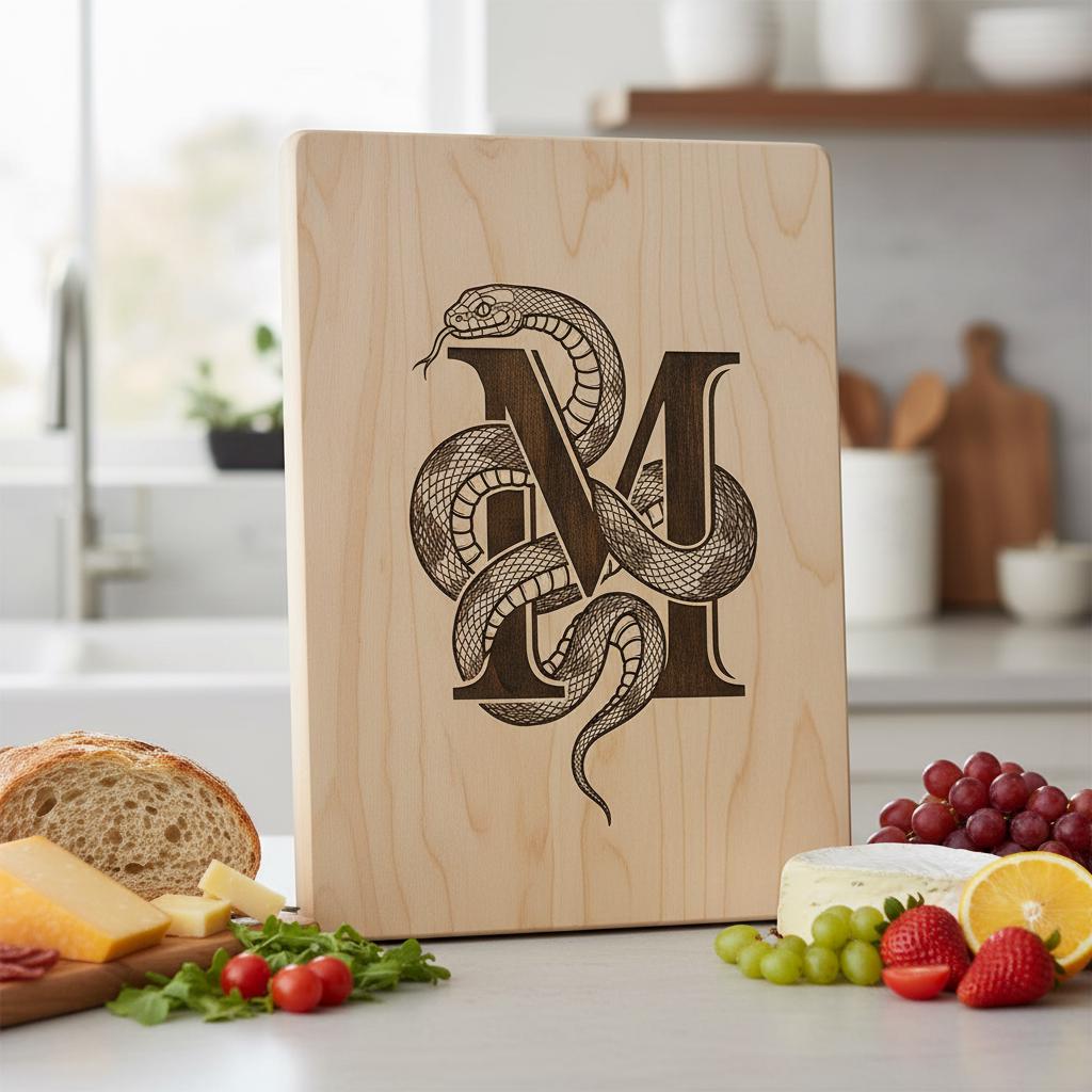 Diseño Vintage de Grabado de Alfabeto Animal, Tabla de Charcutería, Monograma con Nombre de Familia - Imagen 6