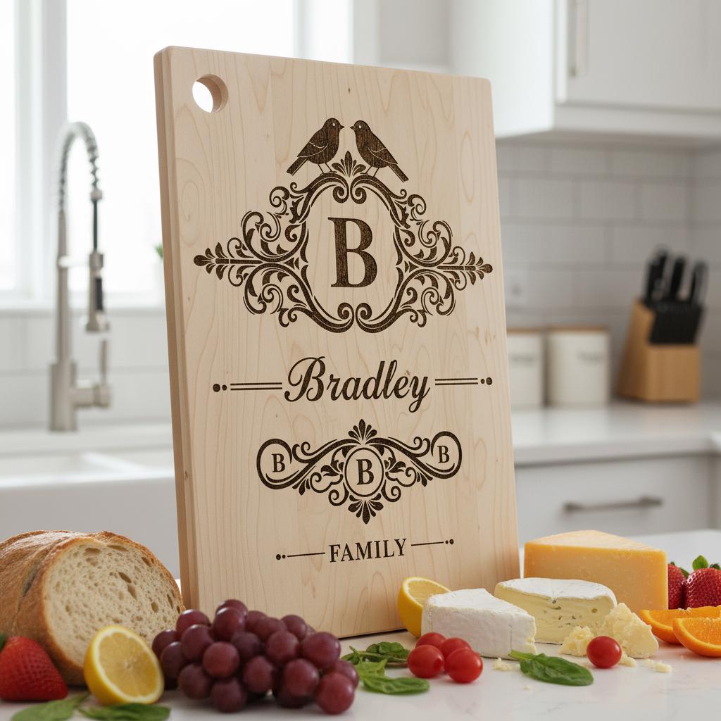 Ensemble de monogrammes vintage, motifs d'alphabet avec nom de famille pour la gravure de planches à charcuterie. – Image 2