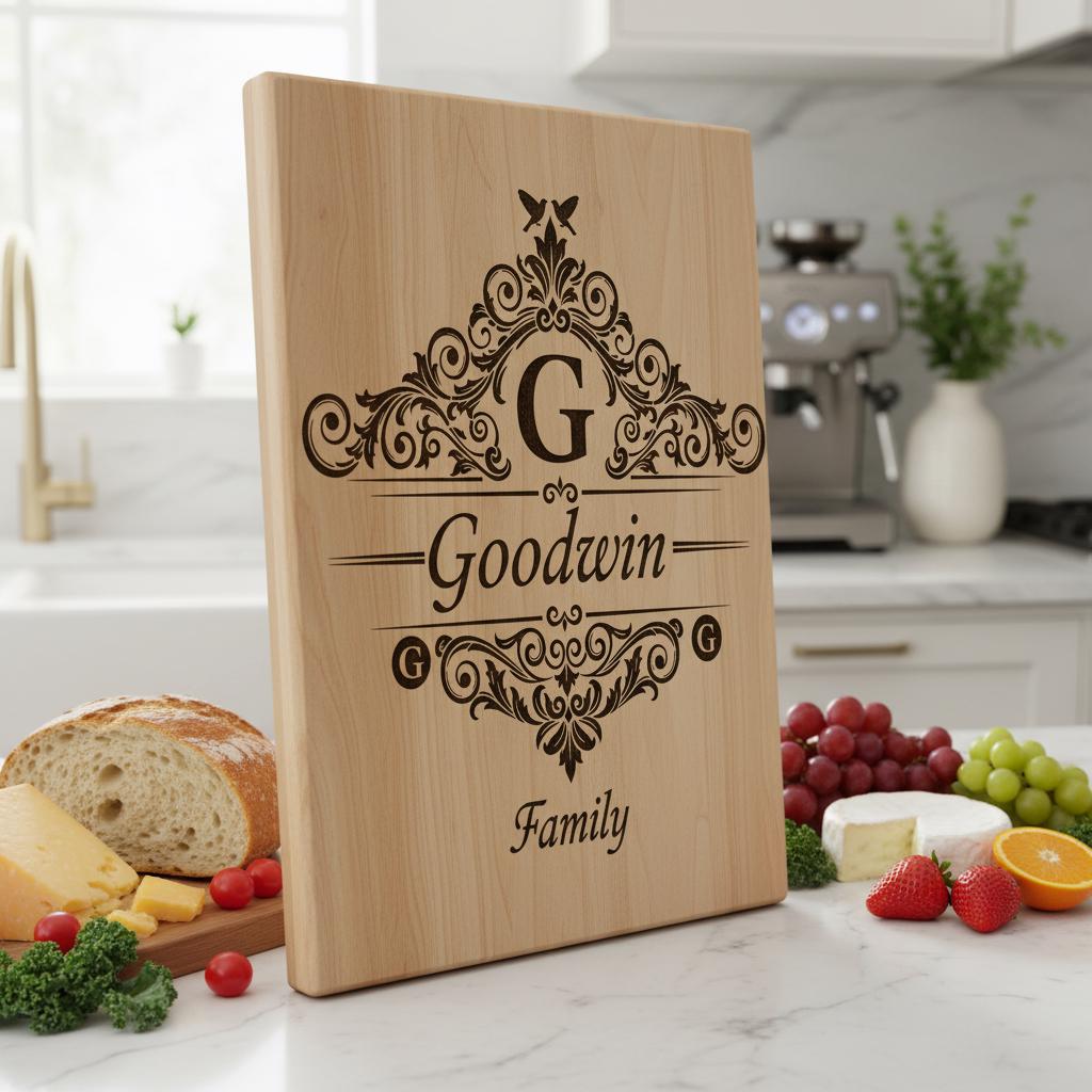 Ensemble de monogrammes vintage, motifs d'alphabet avec nom de famille pour la gravure de planches à charcuterie. – Image 4