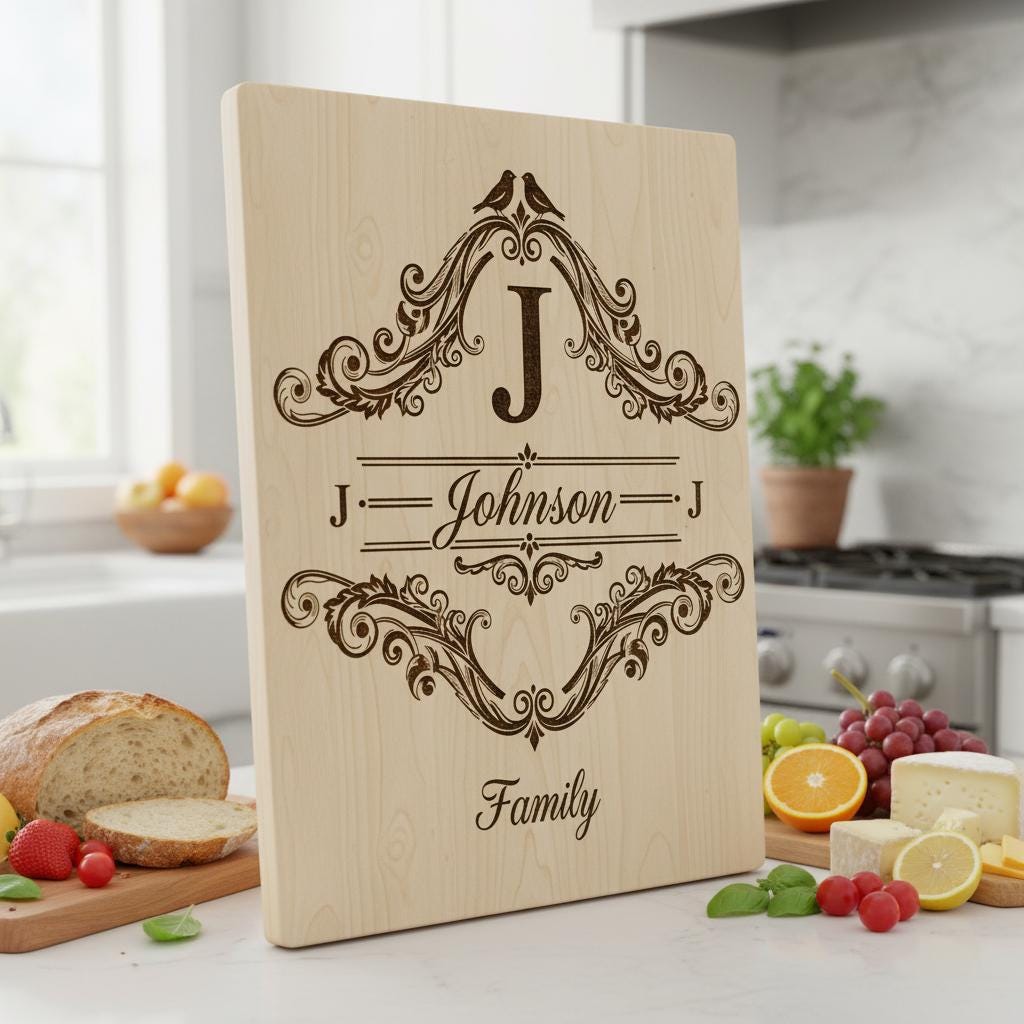 Ensemble de monogrammes vintage, motifs d'alphabet avec nom de famille pour la gravure de planches à charcuterie. – Image 5