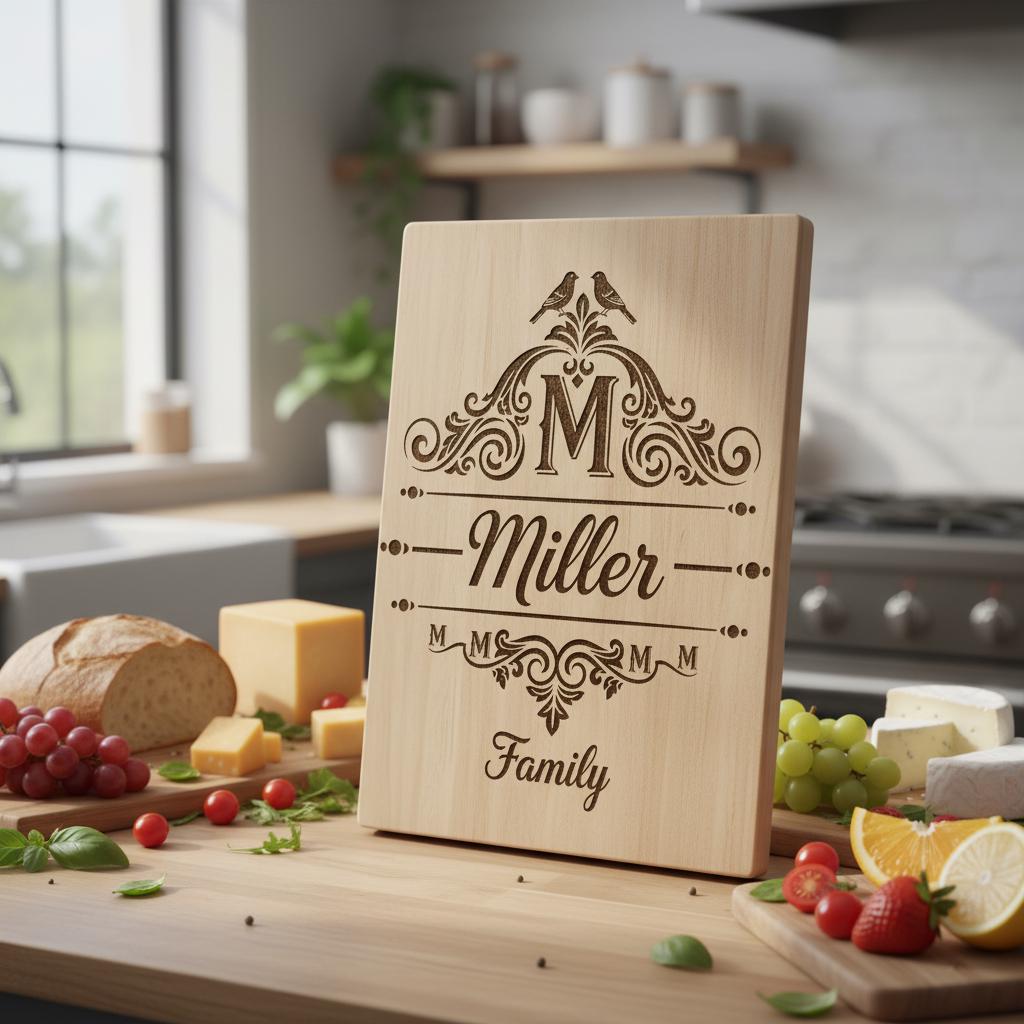 Ensemble de monogrammes vintage, motifs d'alphabet avec nom de famille pour la gravure de planches à charcuterie. – Image 6