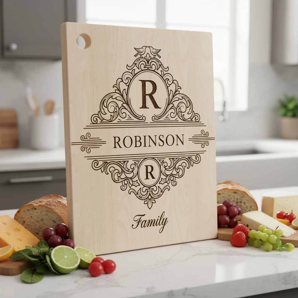 Ensemble de monogrammes vintage, motifs d'alphabet avec nom de famille pour la gravure de planches à charcuterie. – Image 7