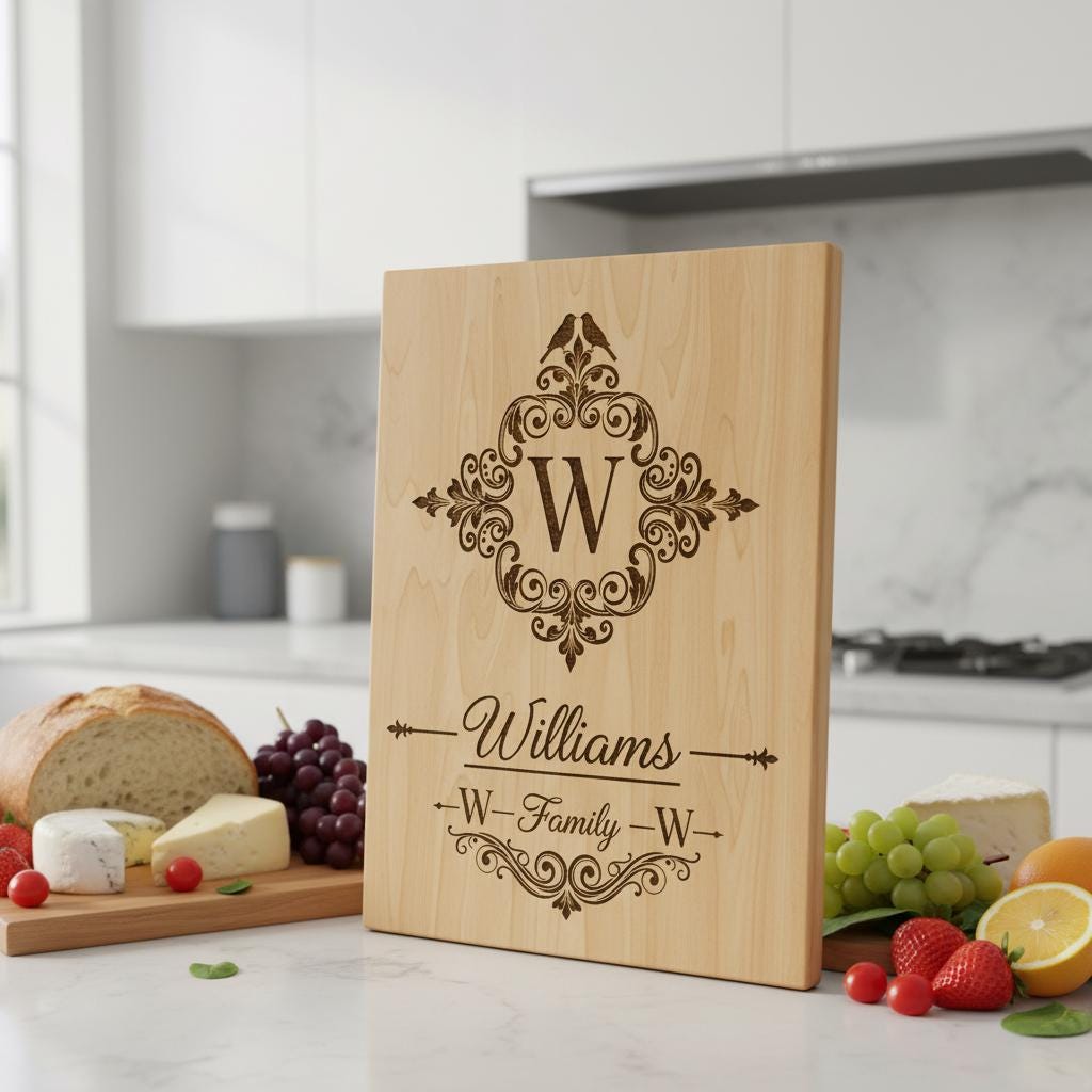Ensemble de monogrammes vintage, motifs d'alphabet avec nom de famille pour la gravure de planches à charcuterie. – Image 9