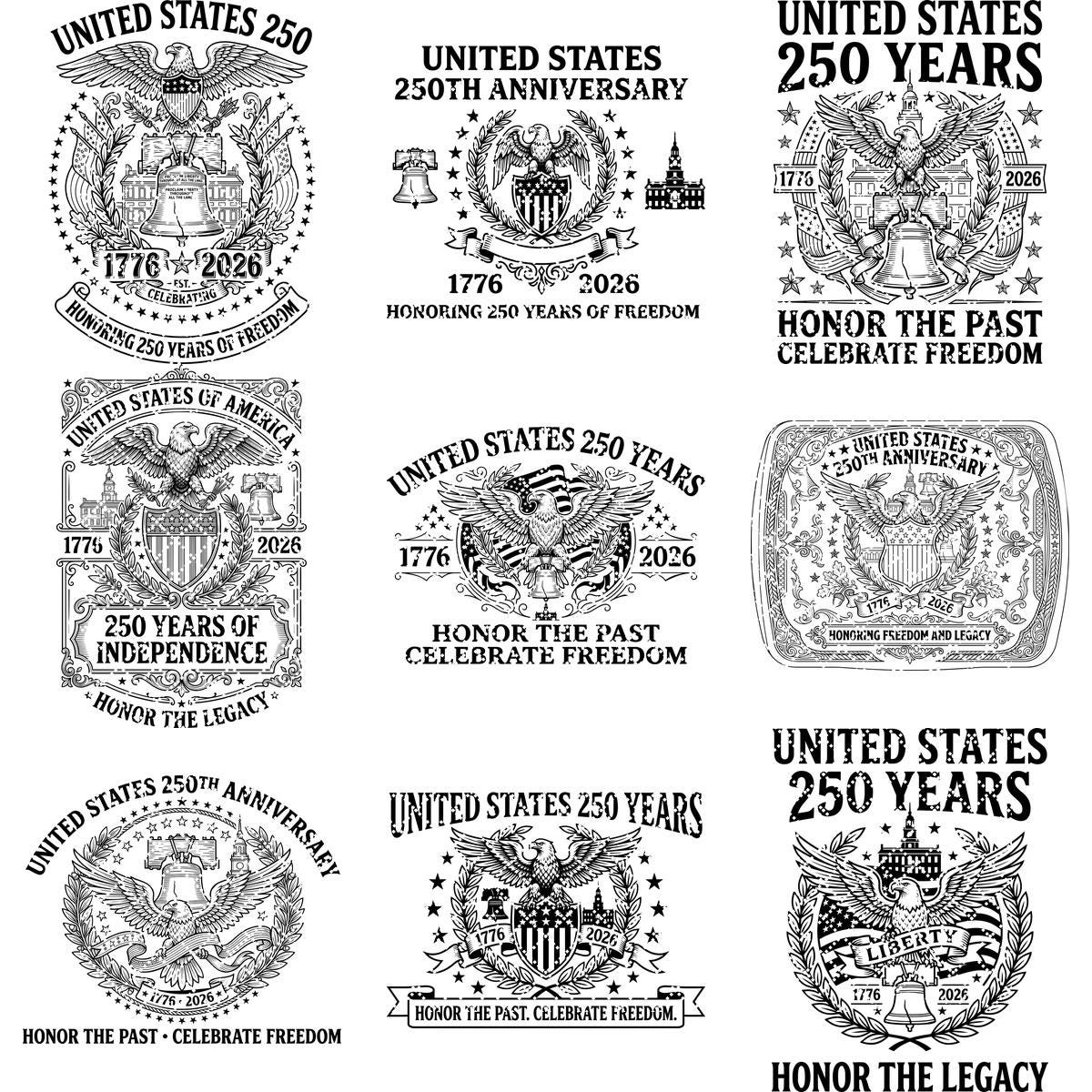 250th Anniversary Patriotic Engraving Designs, Americana, USA Board Laser File