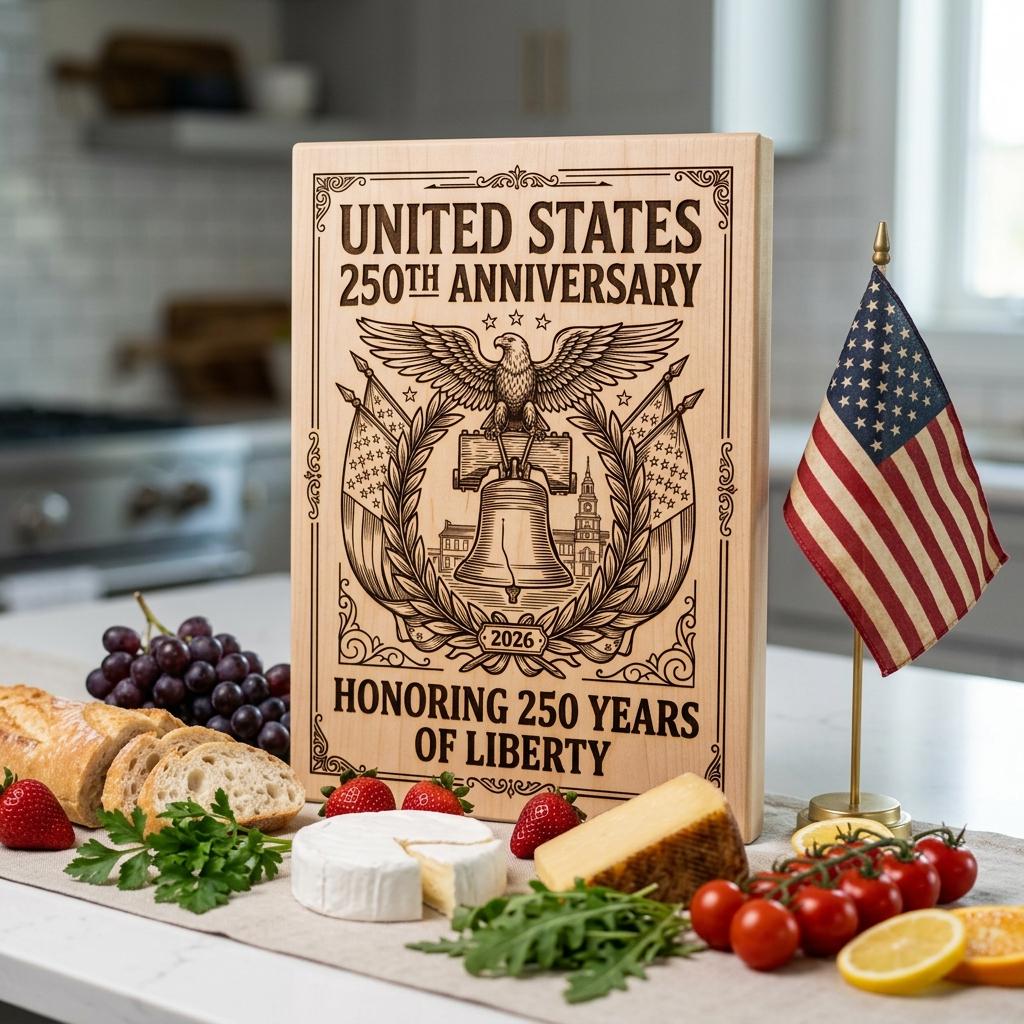 250th Anniversary Patriotic Laser Engraving Design, Historic Americana Board – Image 2