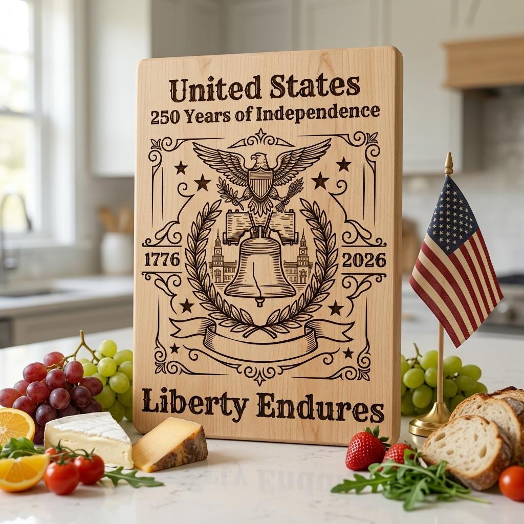 250th Anniversary Patriotic Laser Engraving Design, Historic Americana Board – Image 3