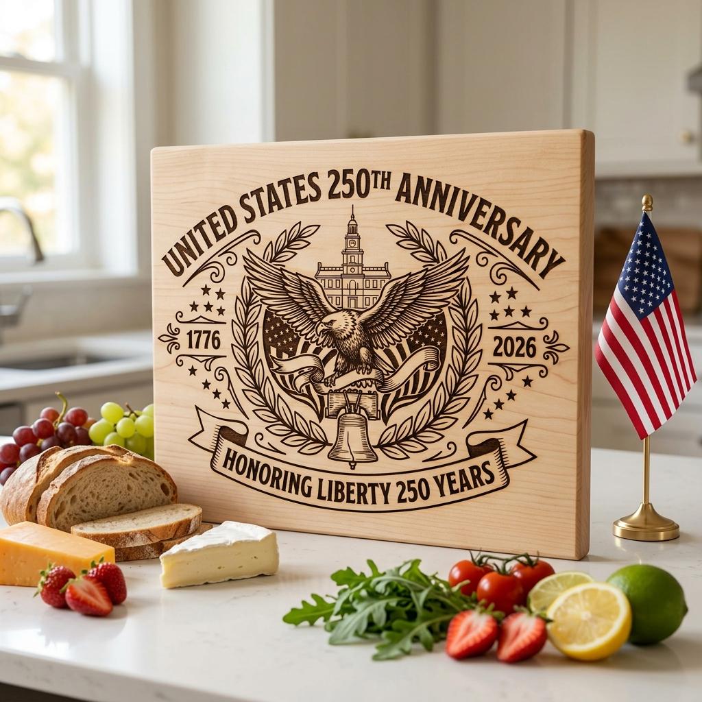 250th Anniversary Patriotic Laser Engraving Design, Historic Americana Board – Image 4