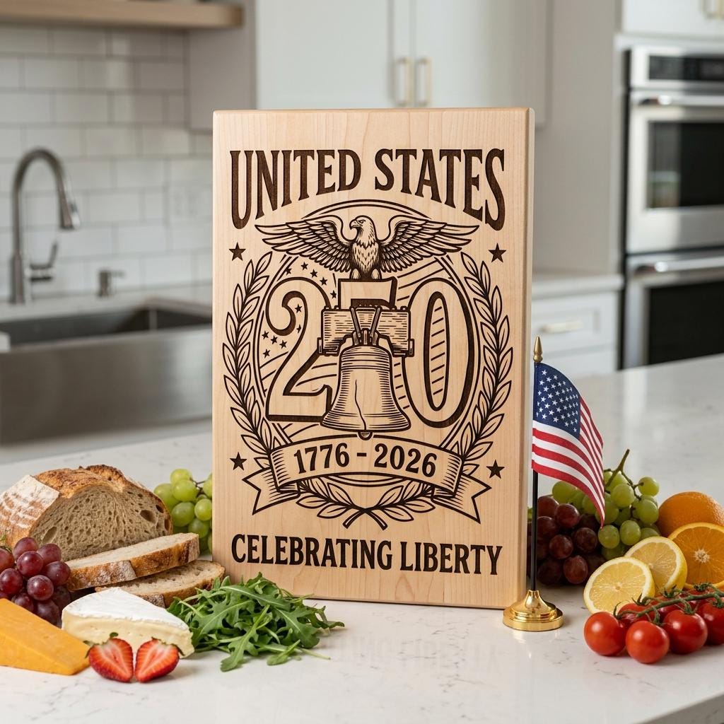 250th Anniversary Patriotic Laser Engraving Design, Historic Americana Board – Image 5