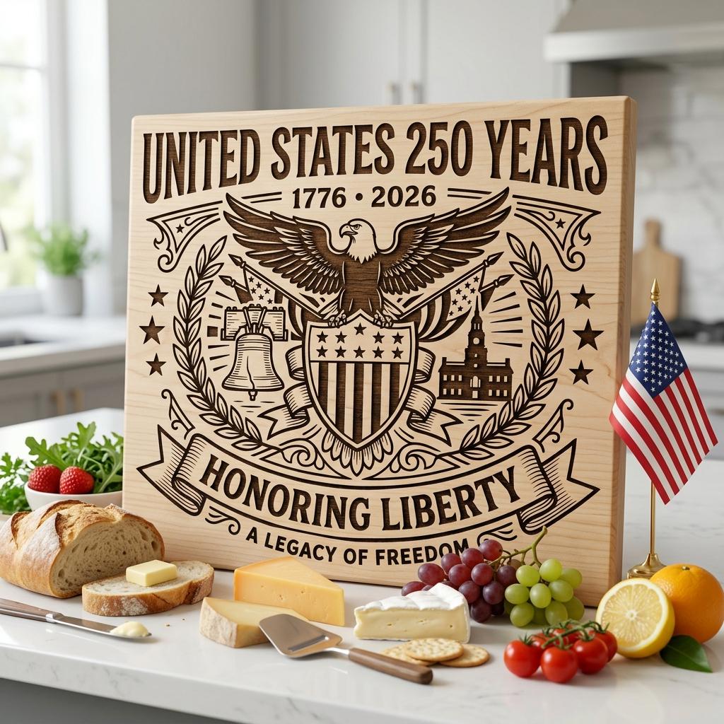 250th Anniversary Patriotic Laser Engraving Design, Historic Americana Board – Image 6