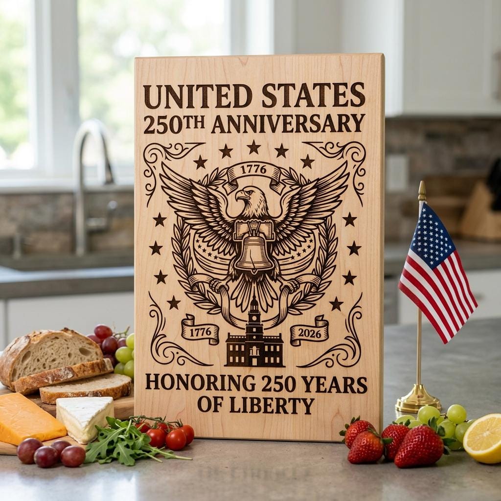 250th Anniversary Patriotic Laser Engraving Design, Historic Americana Board – Image 7