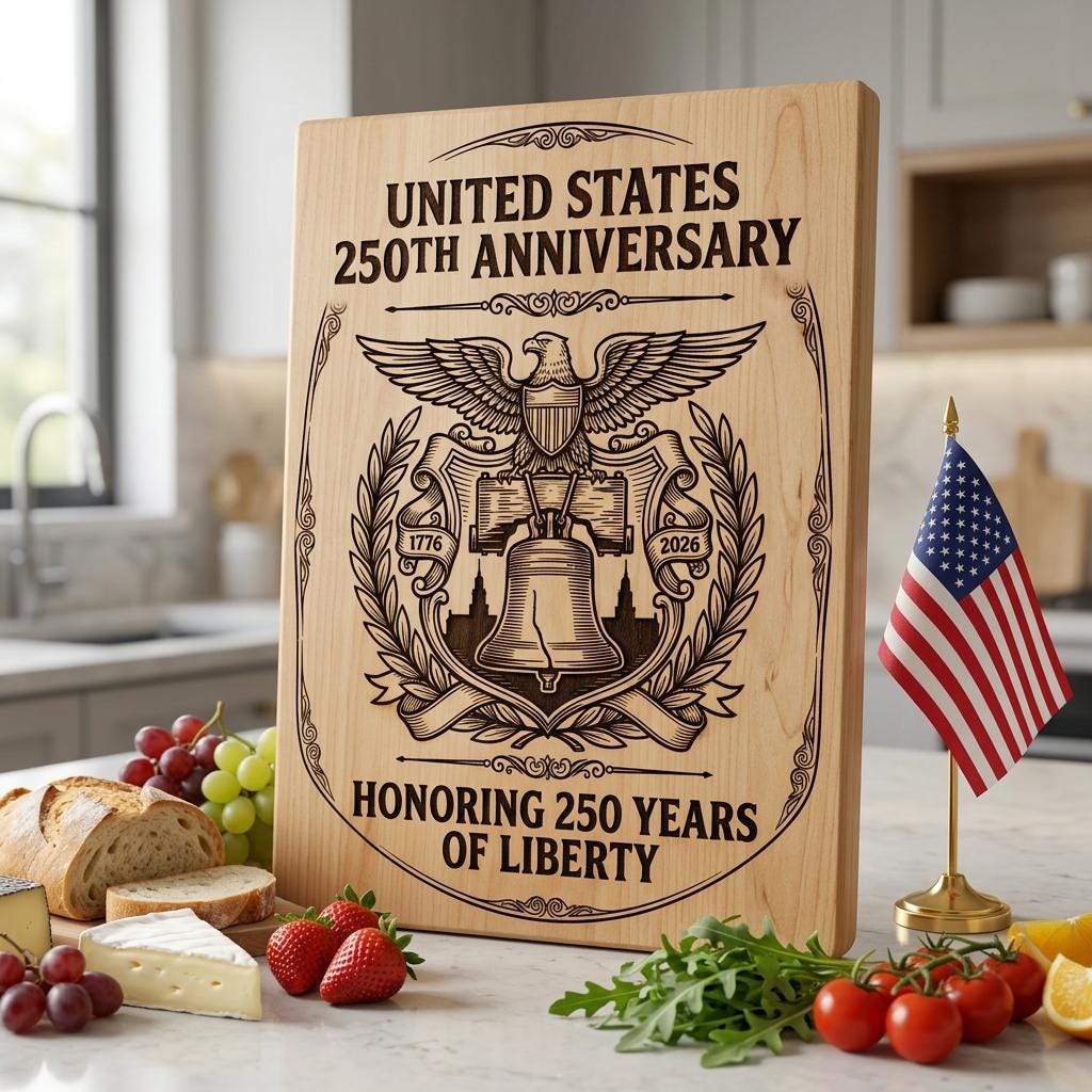 250th Anniversary Patriotic Laser Engraving Design, Historic Americana Board – Image 8