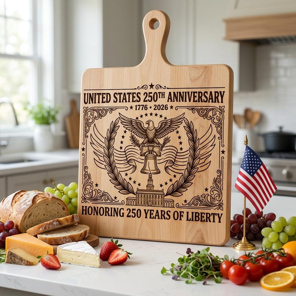 250th Anniversary Patriotic Laser Engraving Design, Historic Americana Board – Image 9