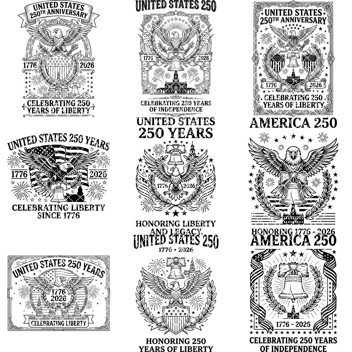 America 250 patriotic laser engraving file, US heritage board art design – Image 11