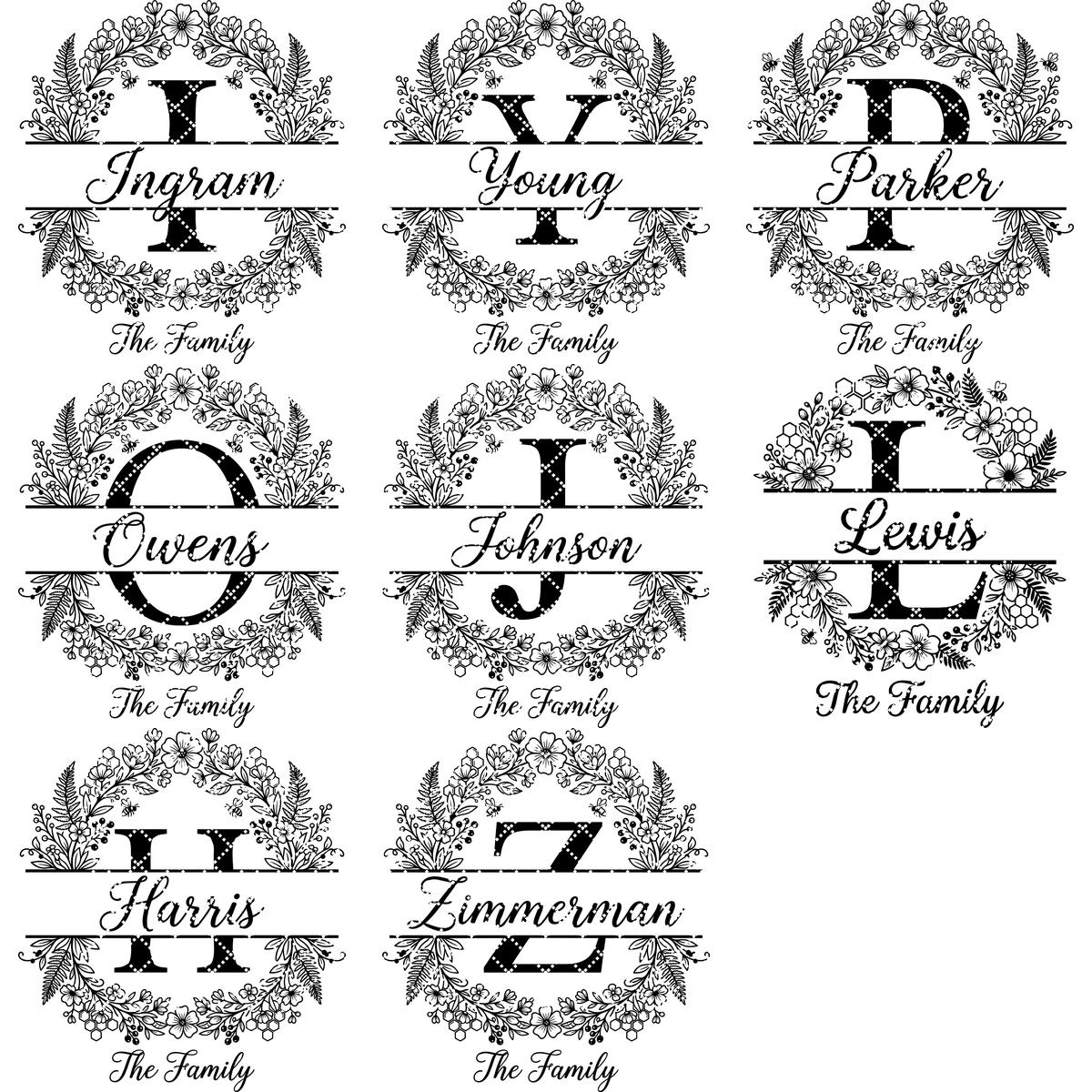Set di incisione per tagliere, Ape e fiori di campo, Monogramma familiare personalizzato, Alfabeto floreale - immagine 14