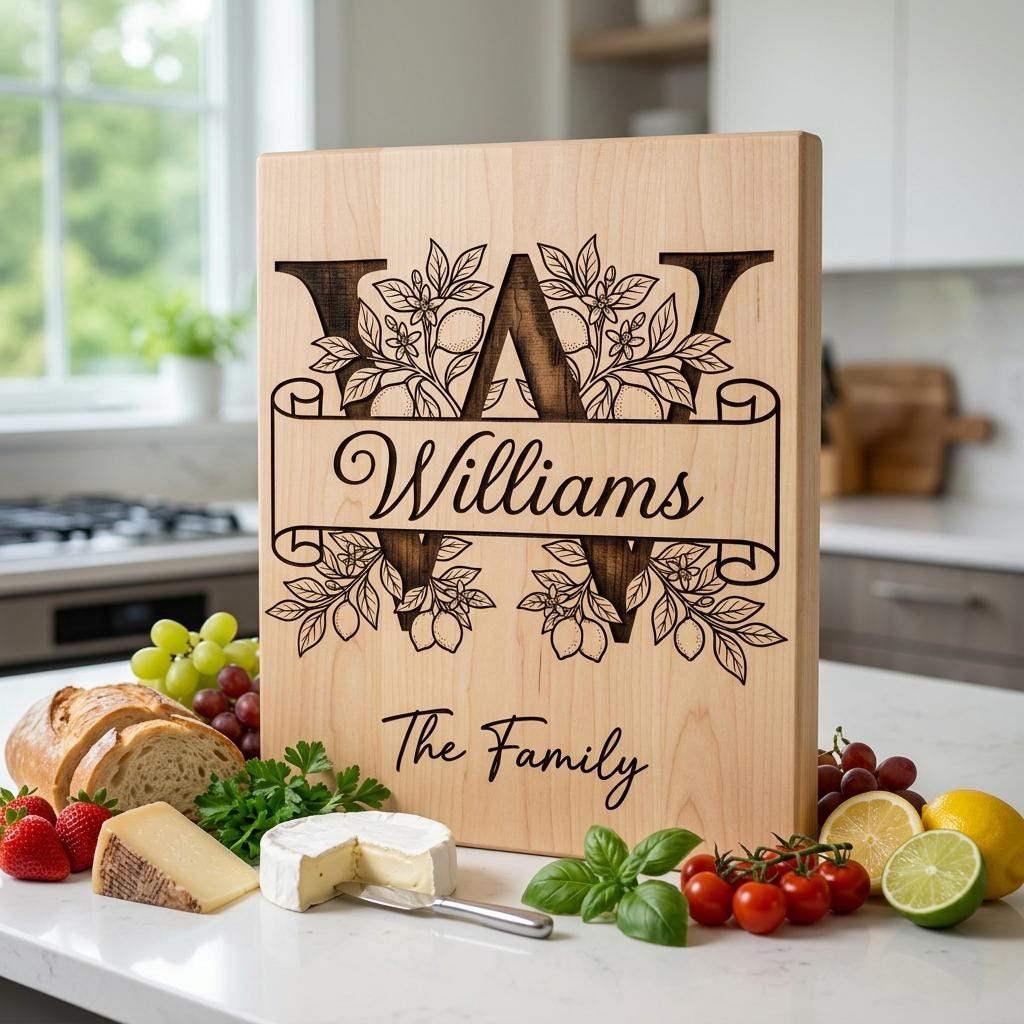 Schneidebrett-Gravurdatei, Zitronen-Monogramm-Paket, Personalisiertes Familiennamen-Design – Bild 11