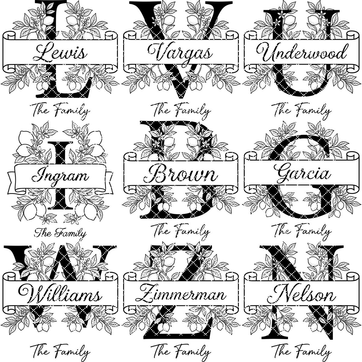 Schneidebrett-Gravurdatei, Zitronen-Monogramm-Paket, Personalisiertes Familiennamen-Design – Bild 13