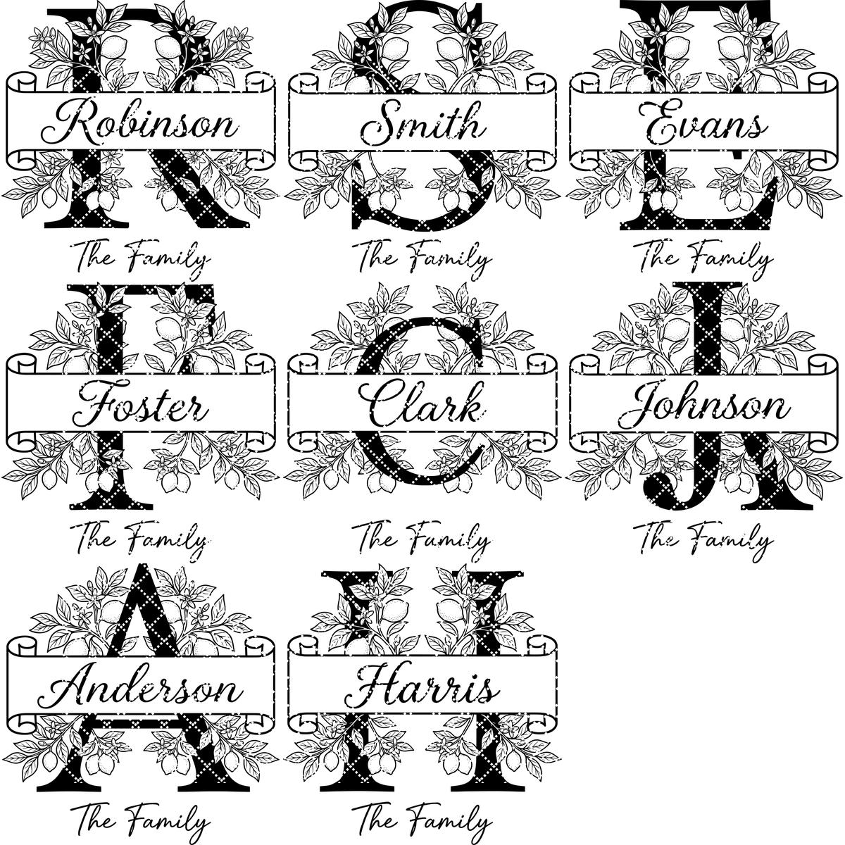 Schneidebrett-Gravurdatei, Zitronen-Monogramm-Paket, Personalisiertes Familiennamen-Design – Bild 14
