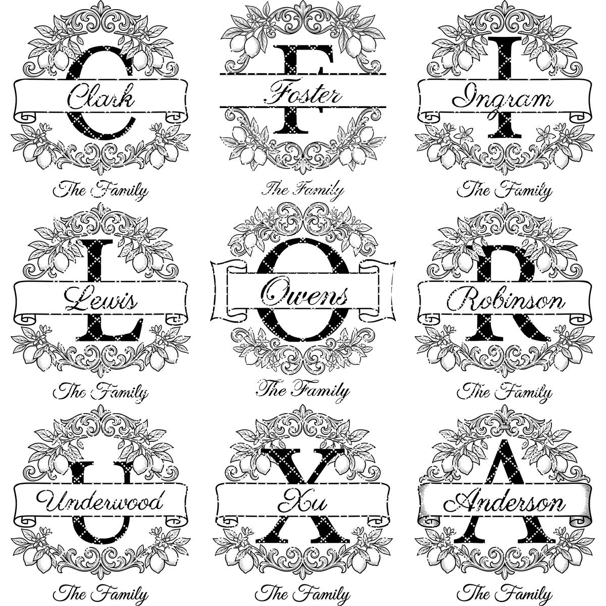 Schneidebrett Lasergravur-Datei, Zitronenzweig-Monogramm, Personalisierter Familienname – Bild 10