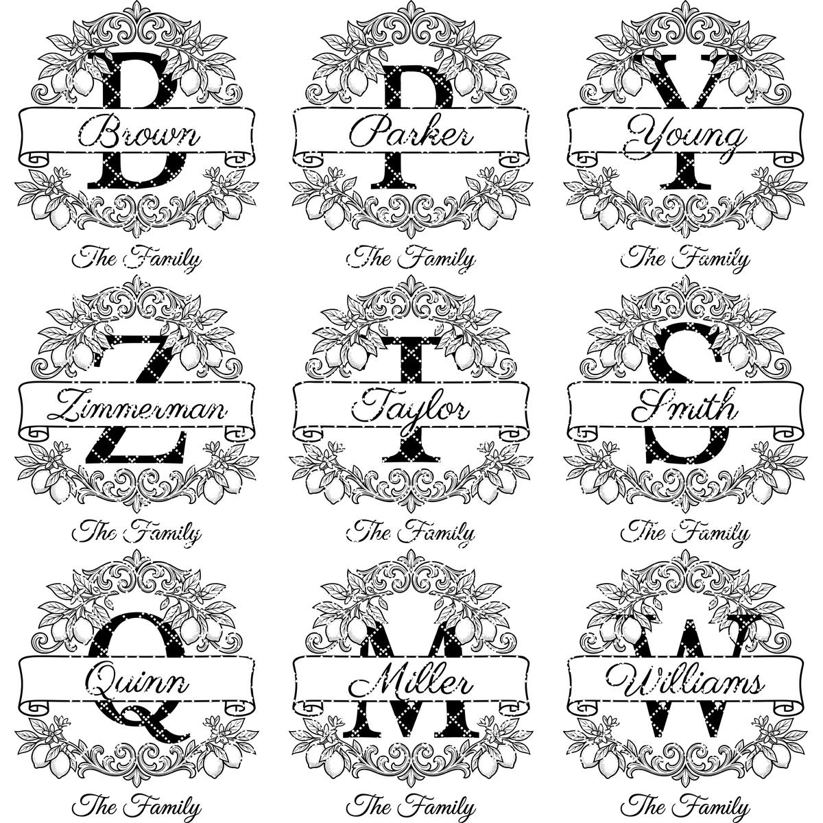 Schneidebrett Lasergravur-Datei, Zitronenzweig-Monogramm, Personalisierter Familienname – Bild 11
