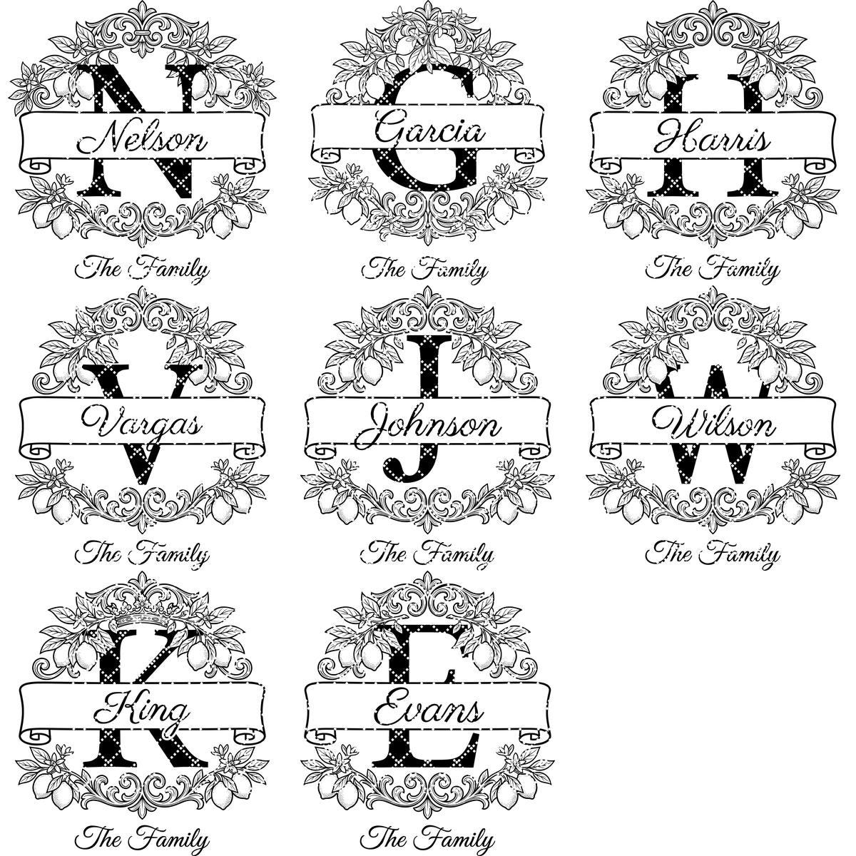 Schneidebrett Lasergravur-Datei, Zitronenzweig-Monogramm, Personalisierter Familienname – Bild 12
