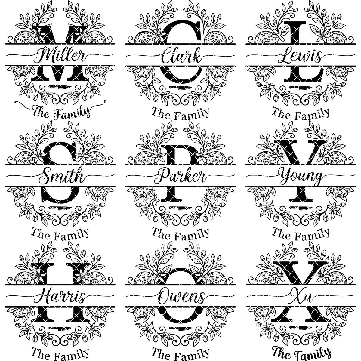 Schneidebrett Monogrammdatei, Personalisierter Familienname, Zitrusrankenblätter-Design – Bild 12