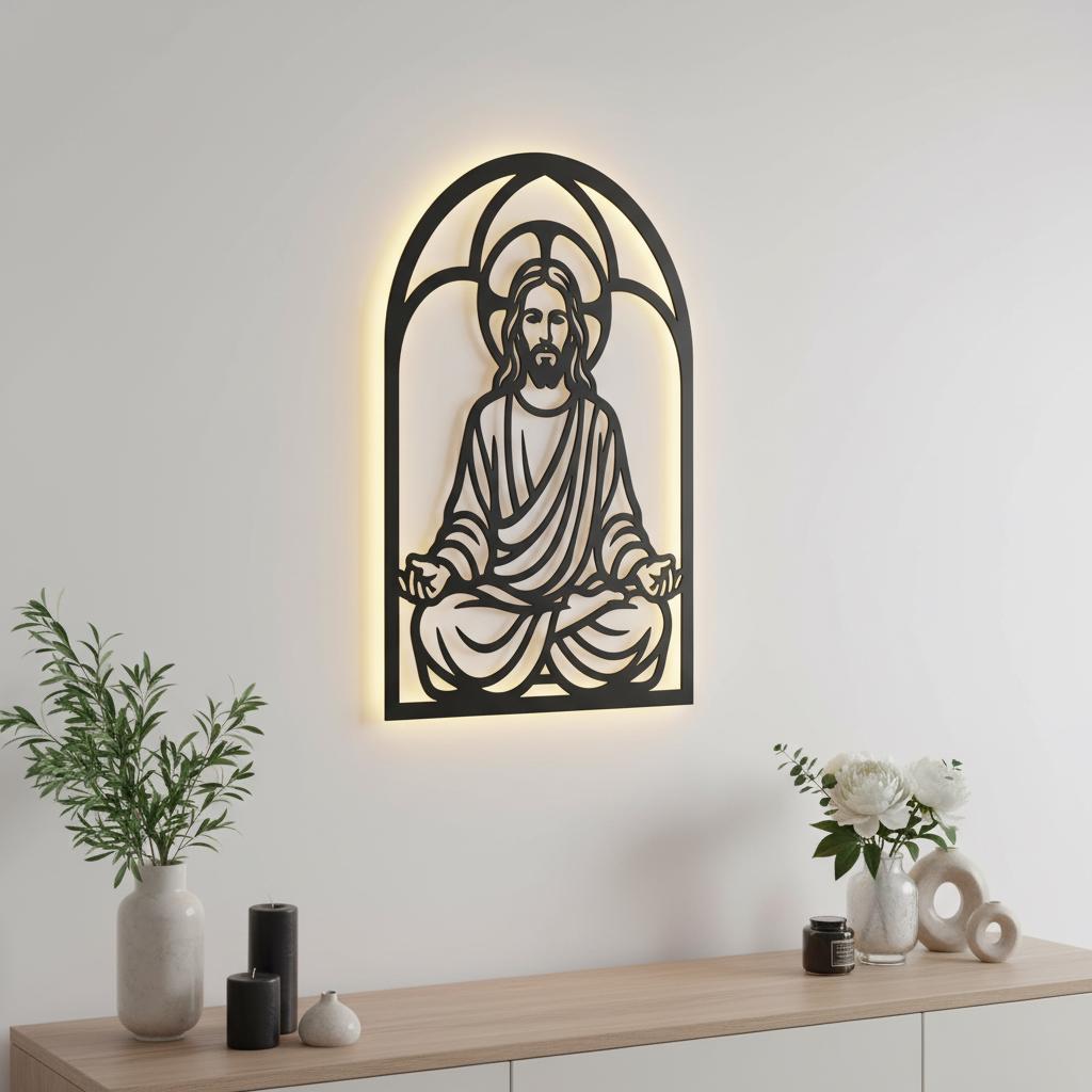 Paquete de archivos láser de arte mural cristiano, Decoración religiosa para el hogar, Conjunto de meditación y fe - Imagen 4
