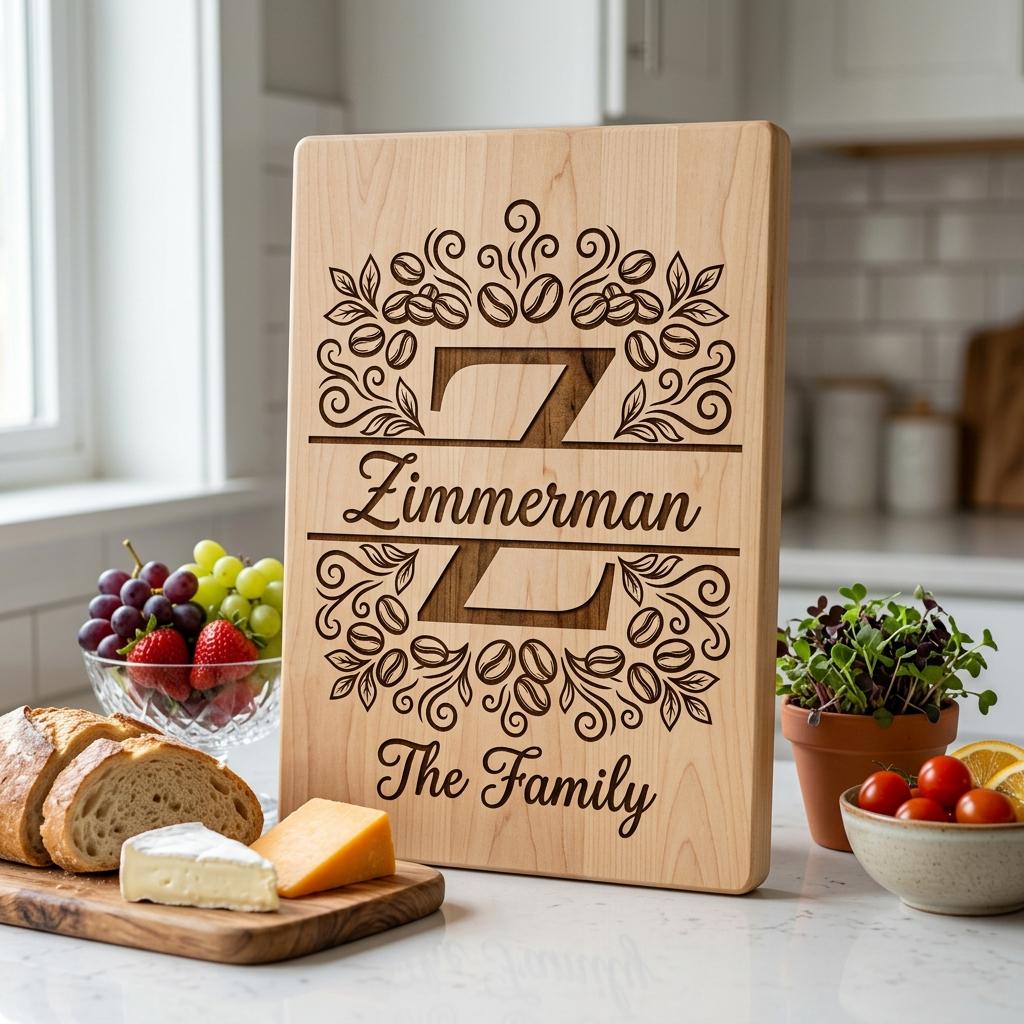 Kaffee-Monogramm-Alphabet-Set, Design für ein lasergraviertes Familiennamenschild – Bild 10