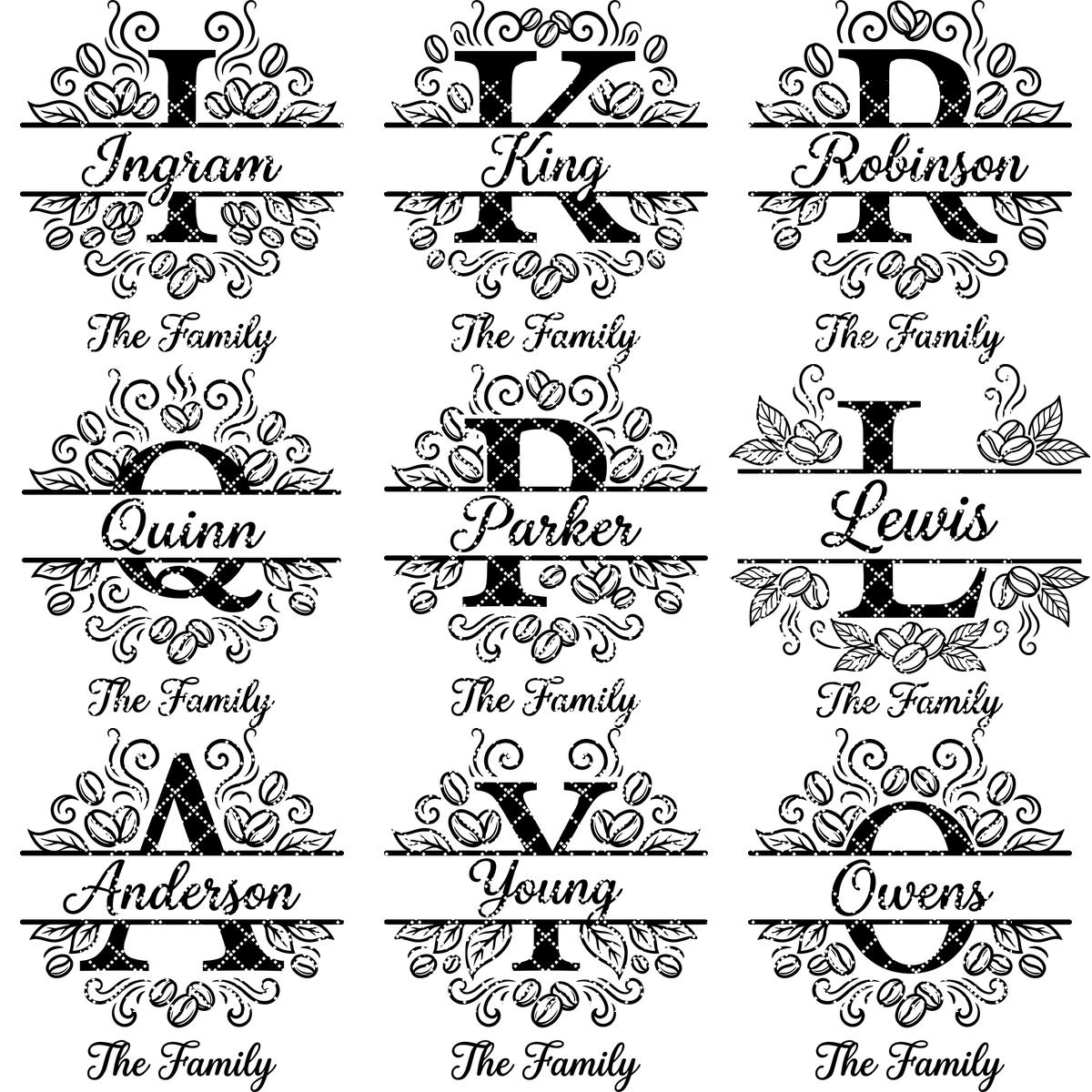 Kaffee-Monogramm-Alphabet-Set, Design für ein lasergraviertes Familiennamenschild – Bild 11