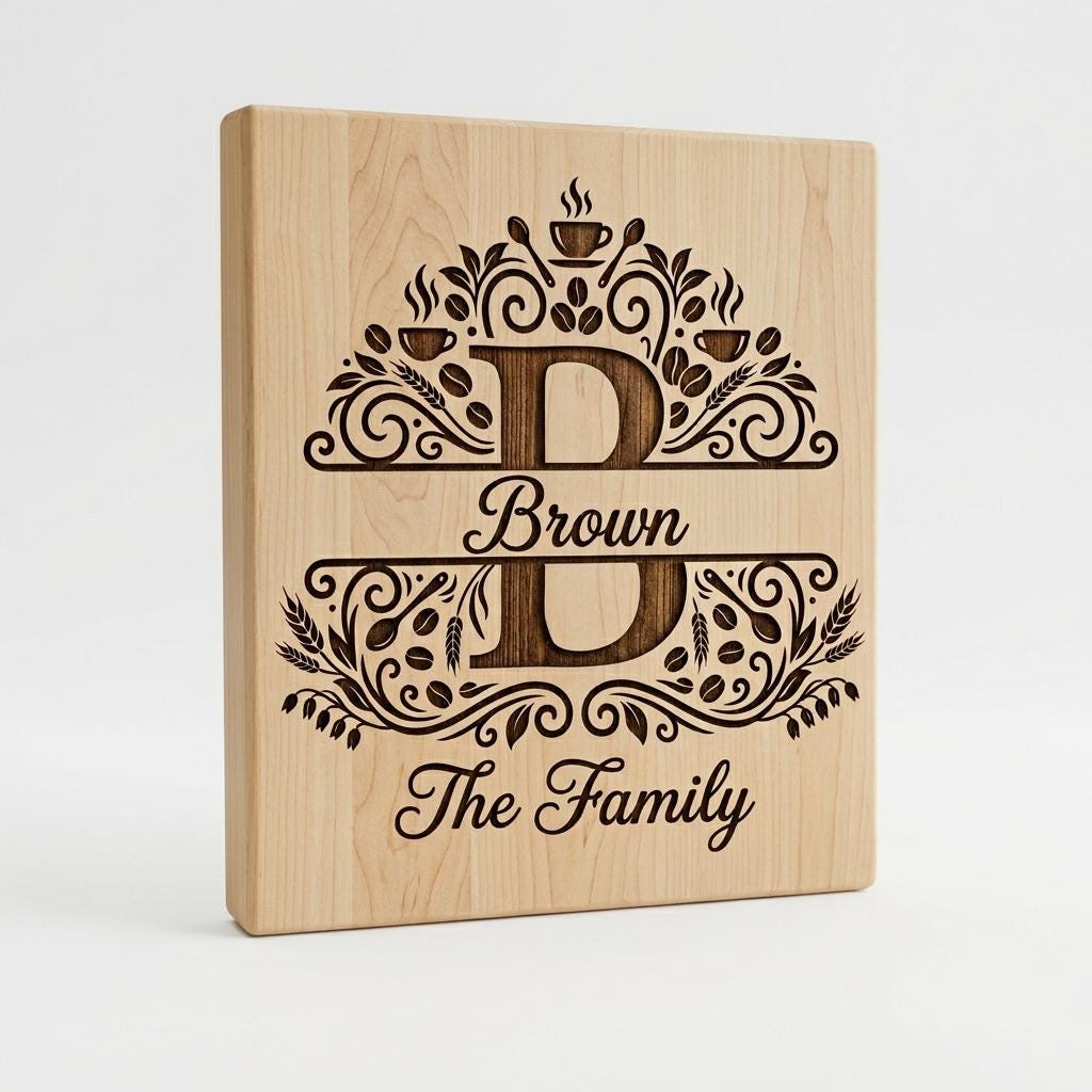 Engraving File Bundle for Chopping Boards, Custom Family Monogram, Coffee Kitchen Designs