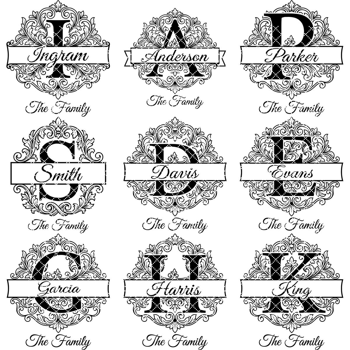 Familienwappen Gravurdatei für personalisiertes Namensschild, Alphabet Monogramm-Paket, Königlicher Akanthus-Stil – Bild 10