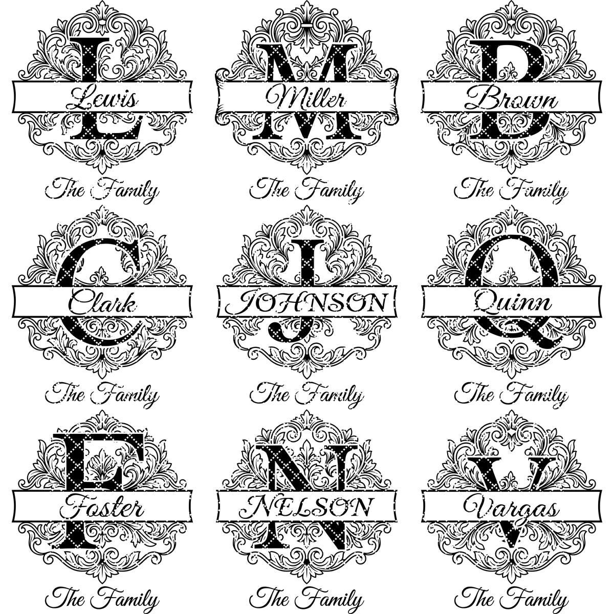 Familienwappen Gravurdatei für personalisiertes Namensschild, Alphabet Monogramm-Paket, Königlicher Akanthus-Stil – Bild 11