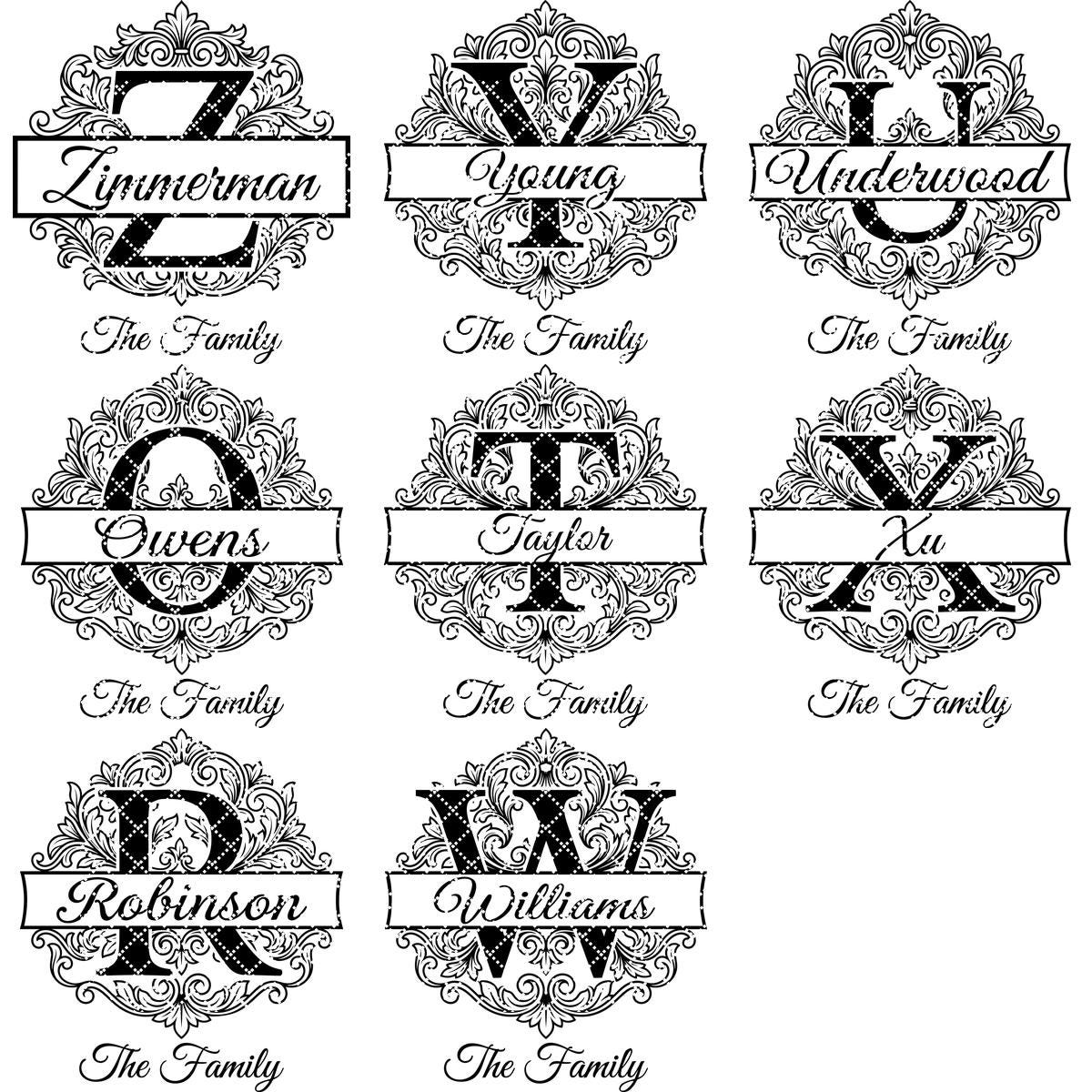 Familienwappen Gravurdatei für personalisiertes Namensschild, Alphabet Monogramm-Paket, Königlicher Akanthus-Stil – Bild 12