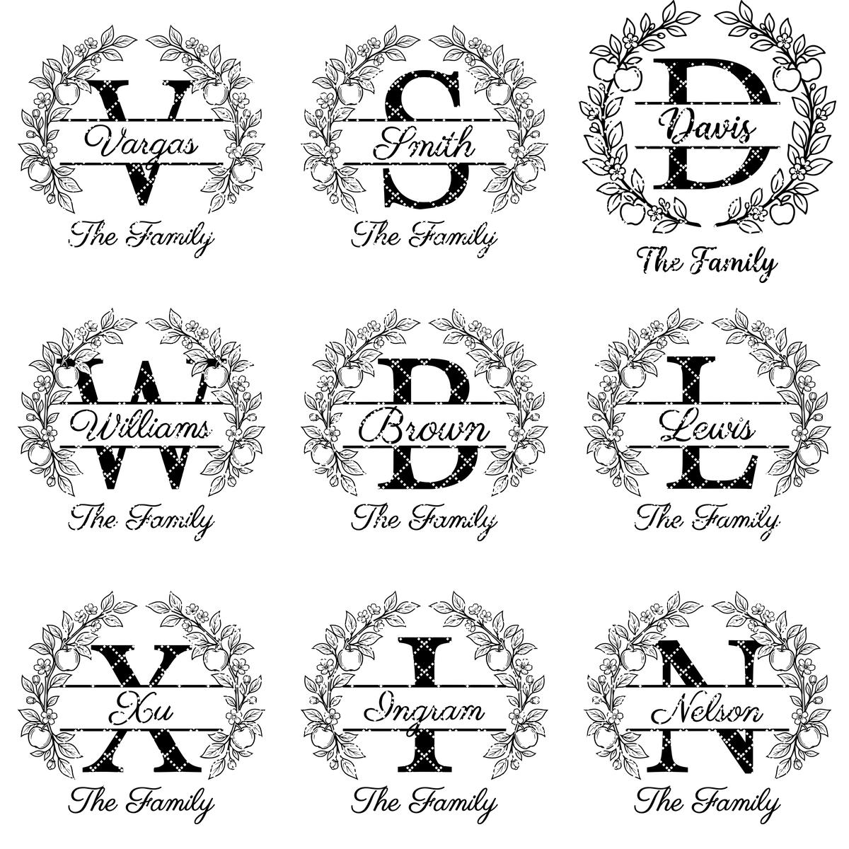 Familienwappen-Monogramm-Paket, Apfelhain-Alphabet-Gravurdatei, Personalisierter Familienname – Bild 13
