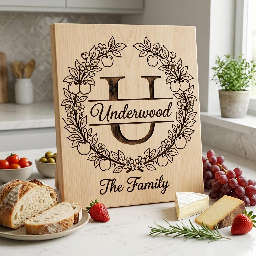 Familienwappen-Monogramm-Paket, Apfelhain-Alphabet-Gravurdatei, Personalisierter Familienname – Bild 8