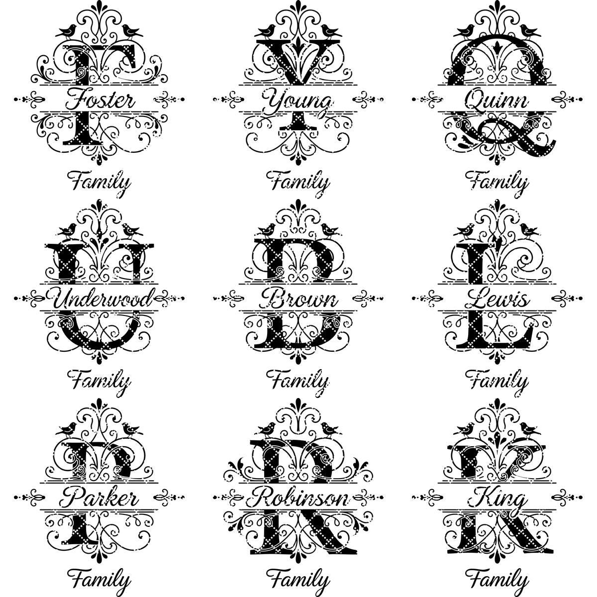 Familienwappen-Monogramm-Paket, Personalisiertes Familiennamen-Emblem, Alphabet-Design-Gravur – Bild 10