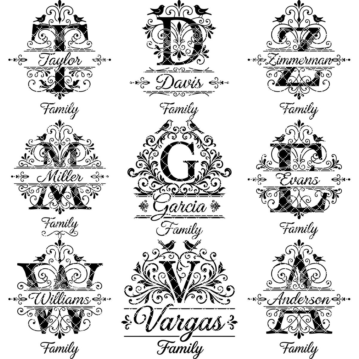 Familienwappen-Monogramm-Paket, Personalisiertes Familiennamen-Emblem, Alphabet-Design-Gravur – Bild 11